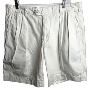 Martin Mens Cream The Club Short Size 36 Pleated Casual Golf Vaction Cruise